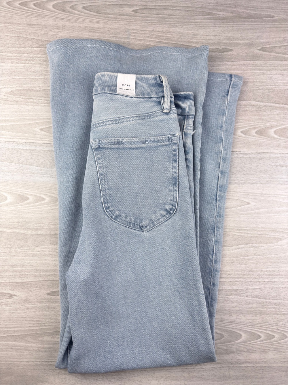 Good American Good Waist Soft Tech High Waist Palazzo Jeans Size 26 - Picture 10 of 15
